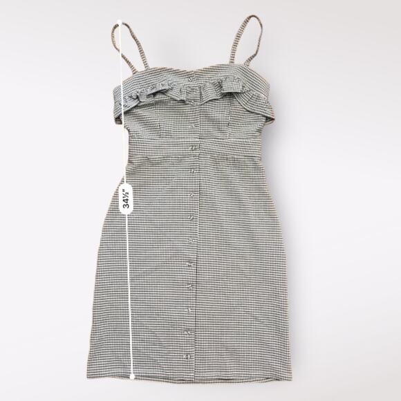 Honey Punch NWOT Gingham Button-Up Short Mini Dress Size S Black White - Picture 4 of 9